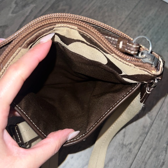 Coach Small Signature Canvas Crossbody in Brown and Tan - Picture 3 of 7